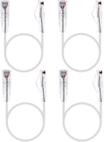 GeeekPi 4PCS Cat6A Ethernet Cable, Snagless Short Shielded Network Cable, White (20 cm/0.65 ft) in Kuwait