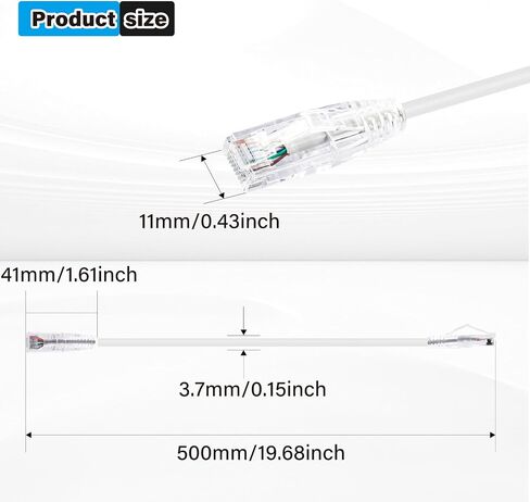 GeeekPi 4PCS Cat6A Ethernet Cable, Snagless Short Shielded Network Cable, White (20 cm/0.65 ft) in Kuwait