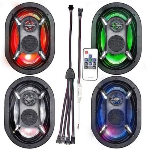 Bazooka | Marine Coax Speaker Kit | 4-Piece 6.5" LED Speakers | Plug-and-Play RGB LED Controller and Remote (4pc 6.5in Speakers) | MACBLED-KIT1 in Saudi Arabia