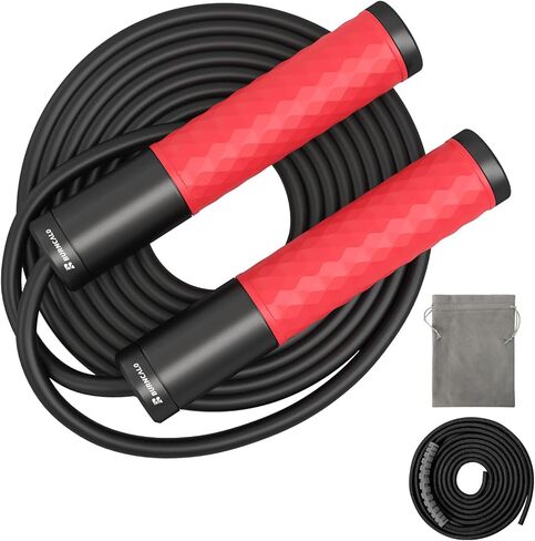 Weighted Jump Rope for Fitness,Skipping Rope for Women Men,Metal Heavy Handles, Ball bearings, Tangle Free, Adjustable Length PVC Cord and Cotton Rope, Endurance Training Fitness Exercise Workou in Kuwait