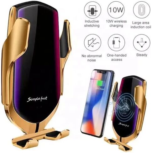 Wireless Charger USB Car Phone Holder Wireless Charger 10W Fast Charging Auto-Clamping Air Vent Phone Holder (Gray) in Saudi Arabia