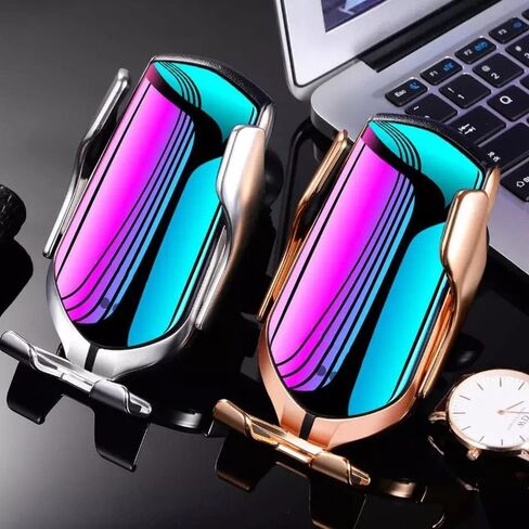 Wireless Charger USB Car Phone Holder Wireless Charger 10W Fast Charging Auto-Clamping Air Vent Phone Holder (Gray) in Saudi Arabia