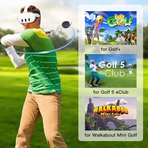 VR Golf Club Attachment for Meta Quest 2 Golf+ Accessories Realistic Swing Stick with Secure Controller Lock, Enhanced Compatibility (Left Conteroller, Quest 2) in Saudi Arabia