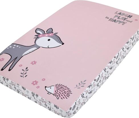 NoJo Super Soft Pink & White Purrdy Kitty Cat Fitted Mini Crib Sheet, Pink, White , 38x5x24 Inch (Pack of 1) in Saudi Arabia