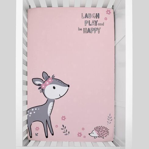 NoJo Super Soft Pink & White Purrdy Kitty Cat Fitted Mini Crib Sheet, Pink, White , 38x5x24 Inch (Pack of 1) in Saudi Arabia