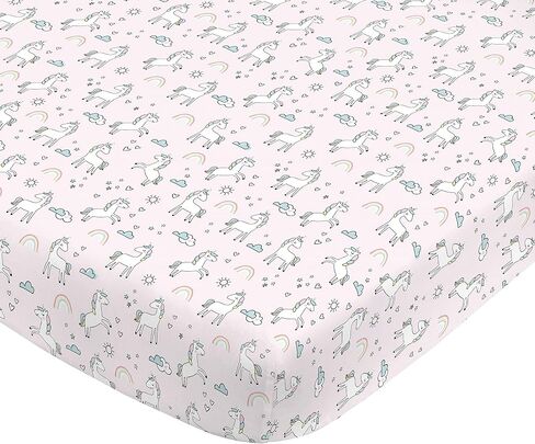 NoJo Super Soft Pink & White Purrdy Kitty Cat Fitted Mini Crib Sheet, Pink, White , 38x5x24 Inch (Pack of 1) in Saudi Arabia