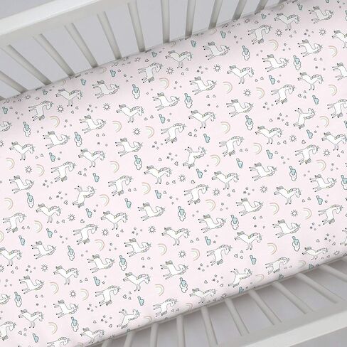 NoJo Super Soft Pink & White Purrdy Kitty Cat Fitted Mini Crib Sheet, Pink, White , 38x5x24 Inch (Pack of 1) in Saudi Arabia
