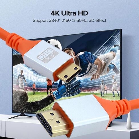 Cablecc كابل HDMI عالي النعومة 4K إلى HDMI قياسي Flex HDTV سلك فائق المرونة عالي السرعة من النوع A ذكر إلى ذكر للكمبيوتر HDTV 200 سم in Saudi Arabia