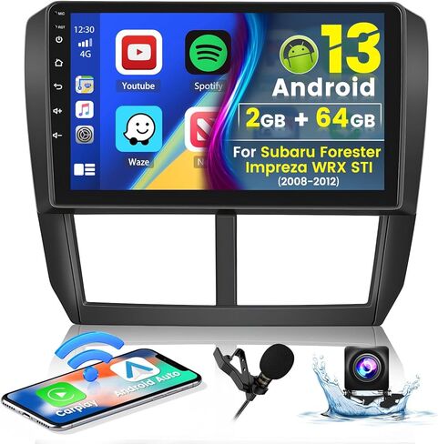 Roinvou 4+64G Android Carplay Stereo for Subaru Forester Impreza WRX STI 2008-2012, 9" Touch Screen Carplay Android Auto with 32EQ Bluetooth WiFi GPS Navigation Mirror Link 1280 * 720 Resolution in Saudi Arabia