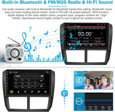 Roinvou 4+64G Android Carplay Stereo for Subaru Forester Impreza WRX STI 2008-2012, 9" Touch Screen Carplay Android Auto with 32EQ Bluetooth WiFi GPS Navigation Mirror Link 1280 * 720 Resolution in Saudi Arabia