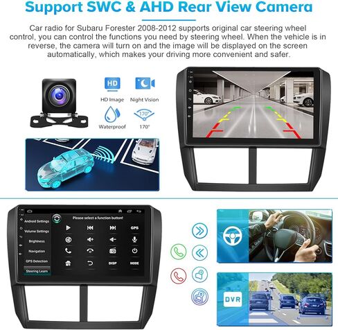 Roinvou 4+64G Android Carplay Stereo for Subaru Forester Impreza WRX STI 2008-2012, 9" Touch Screen Carplay Android Auto with 32EQ Bluetooth WiFi GPS Navigation Mirror Link 1280 * 720 Resolution in Saudi Arabia