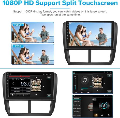 Roinvou 4+64G Android Carplay Stereo for Subaru Forester Impreza WRX STI 2008-2012, 9" Touch Screen Carplay Android Auto with 32EQ Bluetooth WiFi GPS Navigation Mirror Link 1280 * 720 Resolution in Saudi Arabia