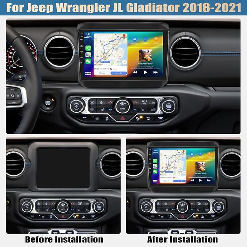[2+64G] ستيريو سيارة Android 13 لسيارة Jeep Wrangler JL Gladiator 2018-2021 مع Carplay اللاسلكي وAndroid Auto، راديو سيارة بشاشة تعمل باللمس 9 بوصة مع وصلة مرآة بلوتوث FM/RDS WiFi GPS SWC+كاميرا احتياطية in Saudi Arabia