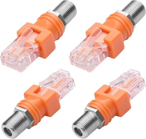 CERRXIAN F إلى RJ45 محول محول 4 حزمة R-F أنثى إلى RJ45 ذكر إيثرنت محوري محولات محورية لاختبار الخط (برتقالي) in Saudi Arabia