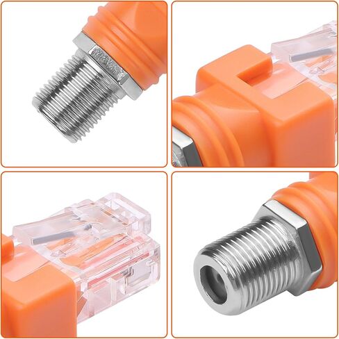 CERRXIAN F إلى RJ45 محول محول 4 حزمة R-F أنثى إلى RJ45 ذكر إيثرنت محوري محولات محورية لاختبار الخط (برتقالي) in Saudi Arabia