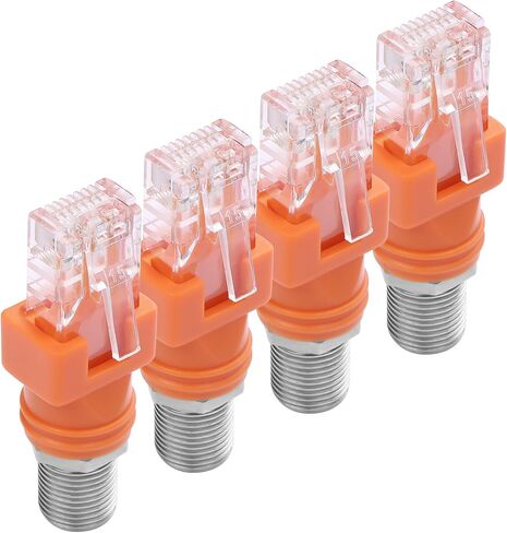 CERRXIAN F إلى RJ45 محول محول 4 حزمة R-F أنثى إلى RJ45 ذكر إيثرنت محوري محولات محورية لاختبار الخط (برتقالي) in Saudi Arabia