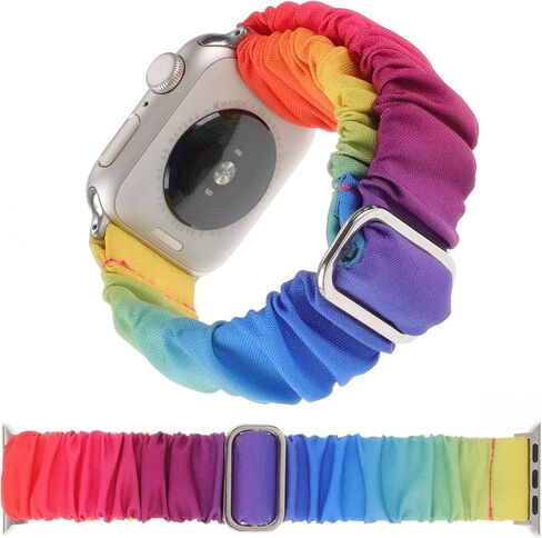 Adjustable Scrunchies Bands Compatible with Apple Watch Band 49mm 45mm 44mm 42mm 40mm 41mm 38mm,Stretchy Cloth Elastic Solo Loop Scrunchy Wristband Cute Strap for iWatch SE Series 9 8 7 6 5 4 3 Ultra in Kuwait