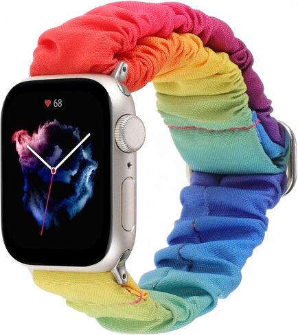 Adjustable Scrunchies Bands Compatible with Apple Watch Band 49mm 45mm 44mm 42mm 40mm 41mm 38mm,Stretchy Cloth Elastic Solo Loop Scrunchy Wristband Cute Strap for iWatch SE Series 9 8 7 6 5 4 3 Ultra in Kuwait