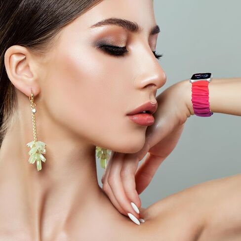 Adjustable Scrunchies Bands Compatible with Apple Watch Band 49mm 45mm 44mm 42mm 40mm 41mm 38mm,Stretchy Cloth Elastic Solo Loop Scrunchy Wristband Cute Strap for iWatch SE Series 9 8 7 6 5 4 3 Ultra in Kuwait