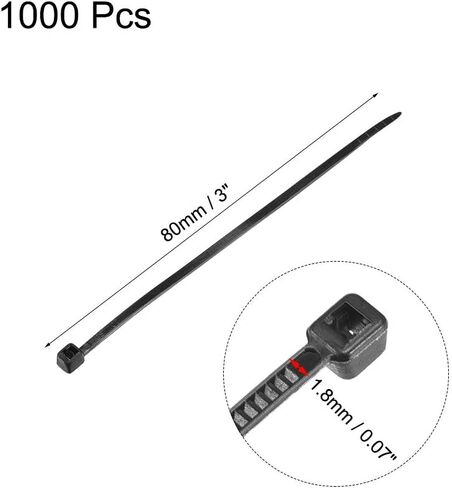 uxcell Cable Zip Ties 100mmx2.5mm Self-Locking Nylon Tie Wraps Black 1000pcs in Saudi Arabia