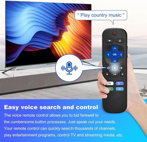 جهاز تحكم عن بعد صوتي بديل لـ Roku، جهاز تحكم عن بعد للتلفزيون متوافق مع Roku Stick، مشغلات البث، الصوت والتلفزيون، مع 4 مفاتيح اختصار للتطبيقات in Kuwait