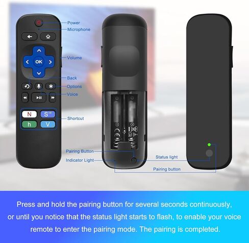 جهاز تحكم عن بعد صوتي بديل لـ Roku، جهاز تحكم عن بعد للتلفزيون متوافق مع Roku Stick، مشغلات البث، الصوت والتلفزيون، مع 4 مفاتيح اختصار للتطبيقات in Kuwait
