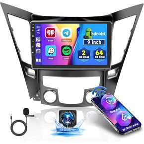 [2+64GB] for Hyundai Sonata 2010-2014 Inefala Android 13 Upgraded Car Radio Stereo, 9 Inch HD Touchscreen with Wireless CarPlay Android Auto GPS WiFi BT SWC FM/RDS MIC+AHD Backup Camera