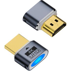 QIANRENON HDMI Headless Display Virtual Dummy Plug HDMI Screenless Remote Control Simulator Adapter 1080P 2K 4K@60Hz UHD EDID, with LED Light, for Remote PC Desktop Headless Systems Gaming, 2Pcs