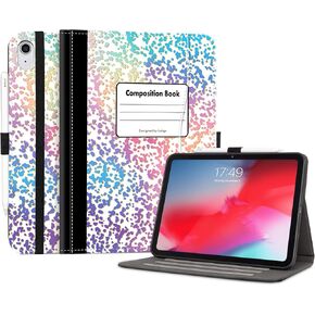 iPad 10th Generation Case, iPad Case 10th Generation for Women Girls Shockproof Case with Pencil Holder, Multi-Angle Adjustable Stand Viewing with Pocket/Hand Strap/Auto Wake Sleep, Green Forest