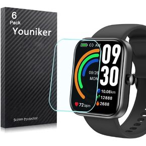 6 Pack Compatible with TOZO S3 1.83" Screen Protector Film for TOZO S3 1.83 Inch Smartwatch Screen Protectors Foils Screen Cover Crystal Clear HD Anti-Scratch Anti-Fingerprint