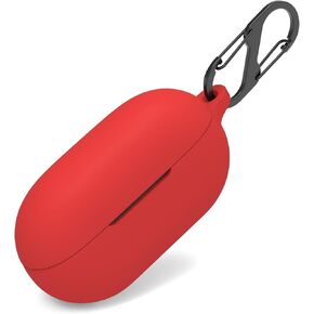 غطاء حافظة متوافق مع Beats Solo Buds، غطاء سيليكون ناعم، ملحقات سماعات الرأس مع حلقة تسلق (أحمر)