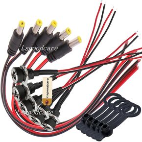 Lsgoodcare 50Pack 5.5 x 2.1 MM DC Power Jack Socket Female Threaded Mount Connector Adapter with Dustproof Plug