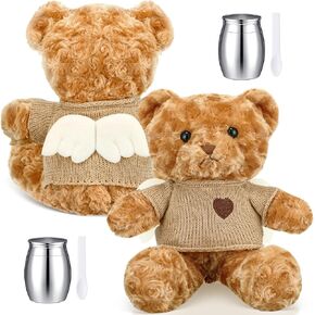 Shappy 2 Sets Memorial Gift Urn Bear for Ashes Stuffed Animal Sympathy Angel Wings Bear Small Cremation Urns for Human or Pet Ashes with Spoons Memorial Bear Keepsake for Loss of Loved One Grieving in Saudi Arabia