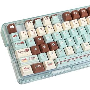 PBT Keycaps, Cute Keycaps 60% Percent 152 Keys Cherry Profile Custom Keycap Set for Cherry Gateron MX Switches Mechanical Keyboard Keycaps（Mint Chocolate）