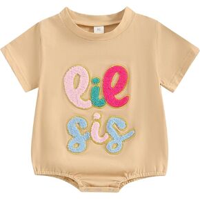 Ayalinggo Lil Sister Newborn Outfit Lil Sis Bro Shirts Little Brother Romper Short Sleece Bodysuit Summer Clothes