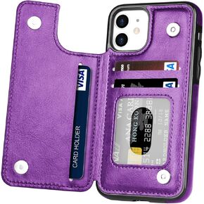 for iPhone 11 Wallet Case with Card Holder, Slim and Lightweight PU Leather Card Slots Cover Folio Flip Protective Shell for iPhone 11 6.1 Inch (Almond Blossom)