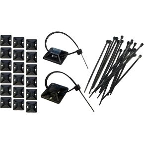 1.5" Adhesive Backed Mounting Bases with 8" Cable Ties - Black