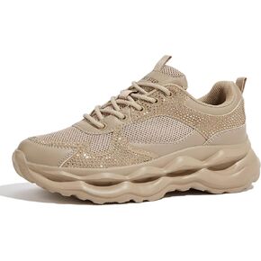 LUCKY STEP Women 's Women's Chunky Sneakers 90s Fashion Thick Dad Rave Sparkly Bling Rhinestone Platform Casual Running Walking Shoes