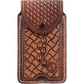 Tourbn Tourbon Genuine Leather Cell Phone Holster for Belt with Loop Waist Pouch Flip Case Sheath Phones Holder for iPhone Magnetic Closure, Brown