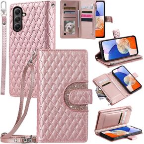 Phone Case for Samsung Galaxy A54 5G Wallet Cover with and Crossbody Wrist Strap Shoulder Strap 9+ Card Slots Zipper Purse Leather Stand Cell A545G A 54 54A 4G G5 SM A546U Women Men Wine Red