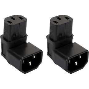 Dracaena 10 Pack IEC 320 C14 to C13 90-Degree Down Angle AC Converter Adapter - Enhance Cable Management with IEC 3-Pole C14 Male to C13 Female 90-Degree Down Angle Configuration