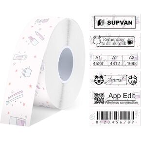 Label Maker Tape SUPVAN E10 Adapted Label Print Paper Refill Size 2 Packs Continous 0.59inx19.68ft Thermal Laminated Waterproof Self-Adhesive Multipurpose Labeling Tape Replacement