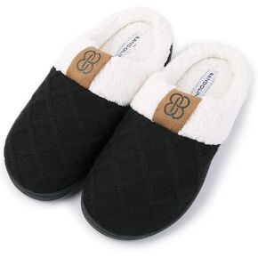 Bandolino Women's House Slippers, Rubber Sole Cozy Knit Sherpa Clog Winter Slippers, Indoor/Outdoor Womens Slipper,