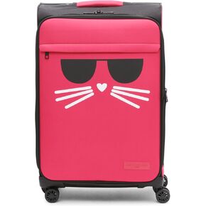 Karl Lagerfeld Paris Women's Medium Upright Spinner Check in Suitcase, Black, 25 Inch