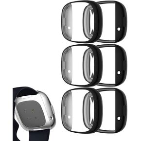 3Pack Screen Protector Cases Compatible with Fitbit Versa 3 /Sense Watch TPU Screen Protector Case Compatible with Fitbit Versa 3 Smartwatch Accessories