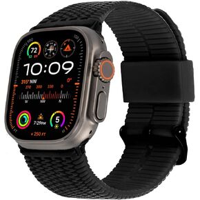 Carterjett Tire Tread Rugged Sport Band | Compatible with Apple Watch Bands for Men Women 49mm 46mm 45mm 44mm 42mm 41mm 40mm for iWatch Ultra 2 1 & Series 10 9 8 7 6 SE 5 4 3 2 1 iWatch Strap Clasp (S/M/L/XL/XXL)