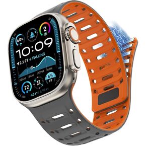WINGLE Magnetic Band for Apple Watch Band Ultra 2 Band 49mm 46mm 45mm 44mm 42mm Ultra Bands for Men Women Series 10 9 8 7 SE SE2 6 5 4 3 2 1, Sport Wide Rugged Silicone Soft Breathable Strap iWatch