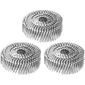 uxcell 1200 Count Siding Nails 1-1/2"x0.12" 15-Degree 304 Stainless Steel Ring Shank Full Round Head Collated Wire Coil for Lath and Sheathing Materials