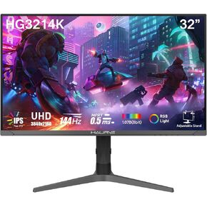 32" UHD 4K 144Hz Gaming Monitor with Height Adjustable Stand, PD 90W, HDMI 2.1, DP 1.4, USB-C, RGB, Speakers, 0.5ms, 3840X2160 Display, (HG3214K)
