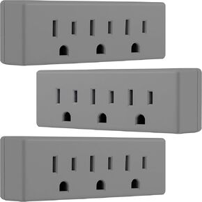 GE 3-Outlet Extender Wall Tap, Grounded Adapter Plug, Indoor Rated, 3-Prong, Perfect for Travel, UL Listed, White, 52203